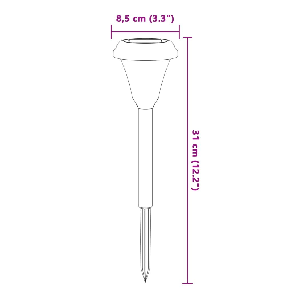 Lampes solaires d'allées et piquets de sol 12 pcs blanc