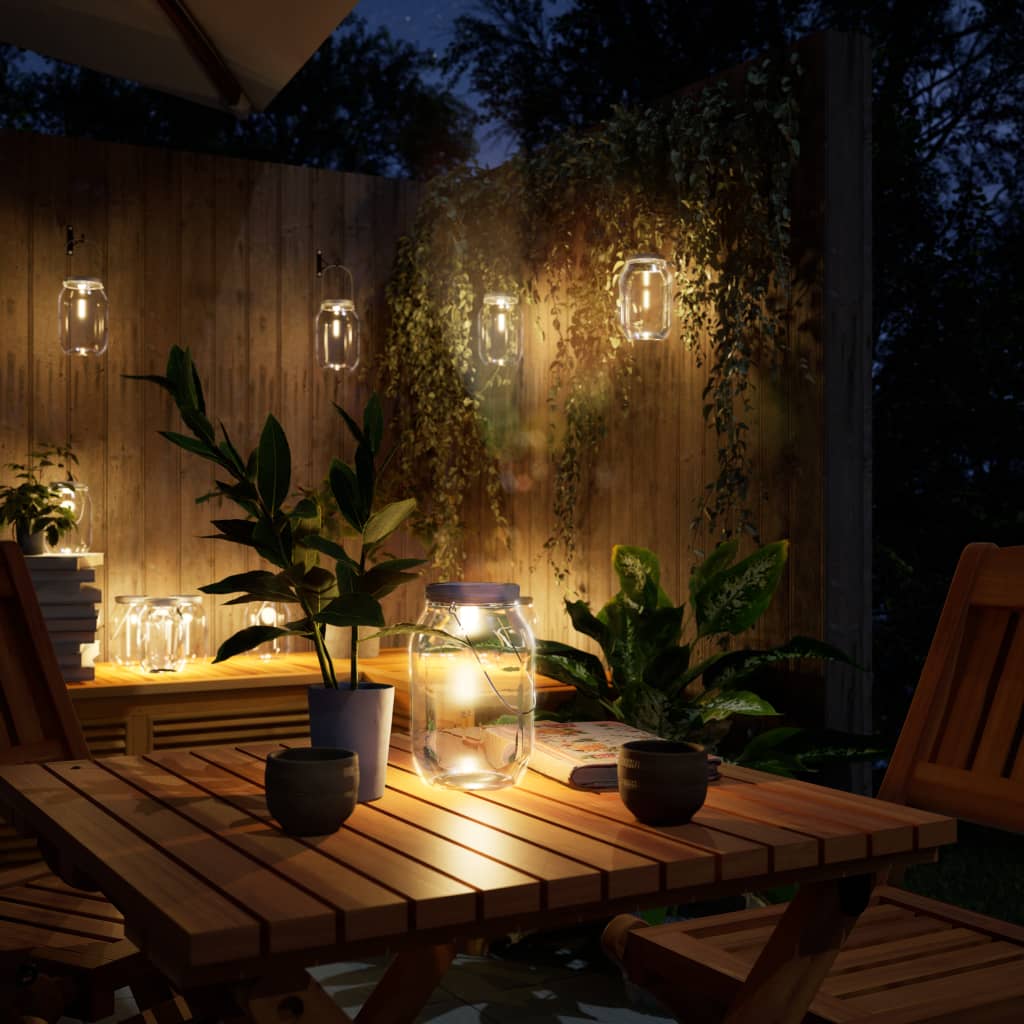 12pcs Outdoor Glass Solar Light Warm White