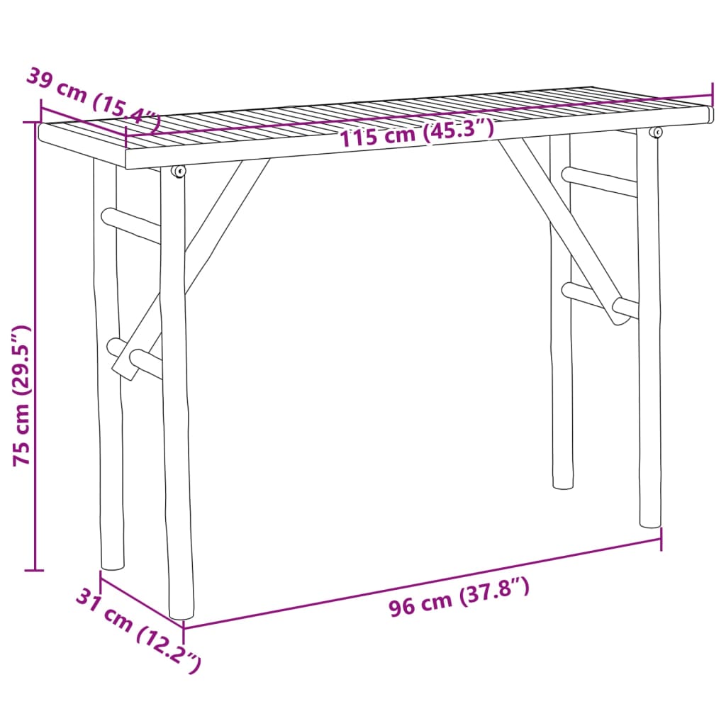 Table console 115x39x75 cm bambou