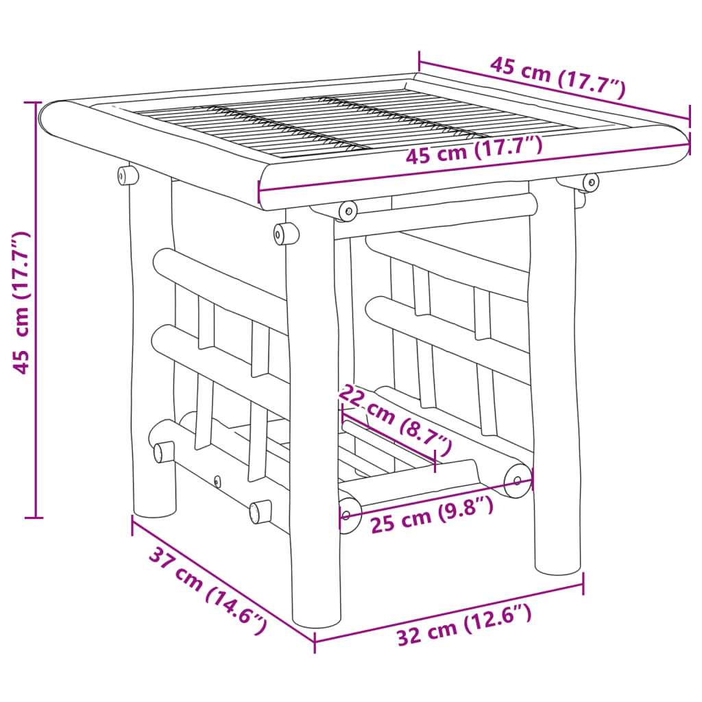 Table d’appoint 45x45x45 cm bambou