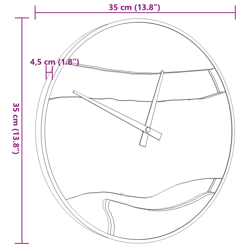 Braune Wanduhr Ø35 cm aus Eisen und Olivenholz