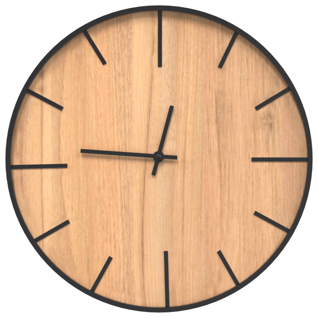 Horloge murale marron Ø39 cm fer et bois d'ingénierie