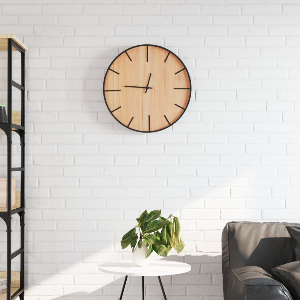 Horloge murale marron Ø39 cm fer et bois d'ingénierie