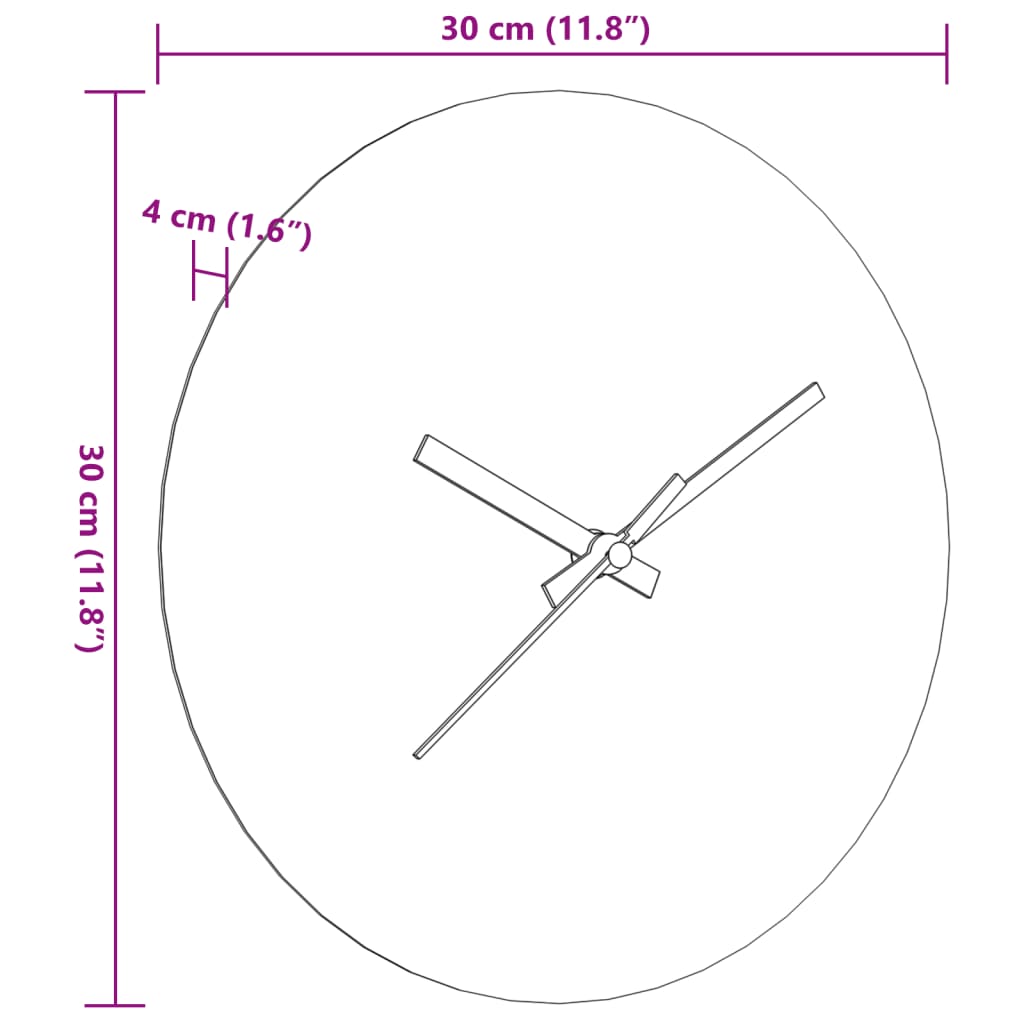 Wanduhr und braune Leuchtskalen und Zeiger Ø30cm