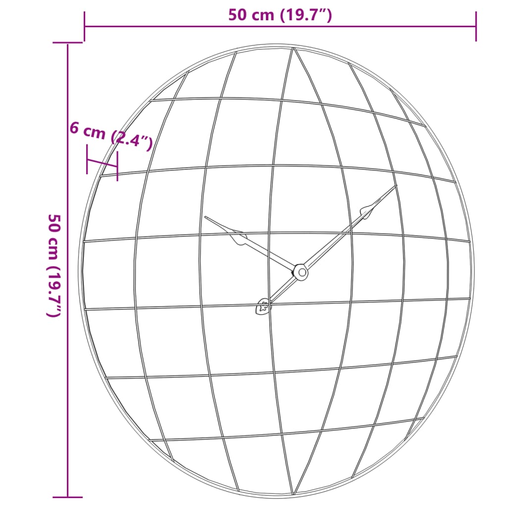 Gelbe und schwarze Wanduhr Ø50 cm aus Holzwerkstoff