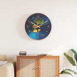 Horloge murale doré et bleu Ø29,5 cm polystyrène et verre