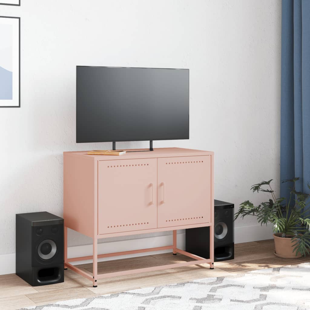 Meuble TV rose 68,5x39x60,5 cm acier