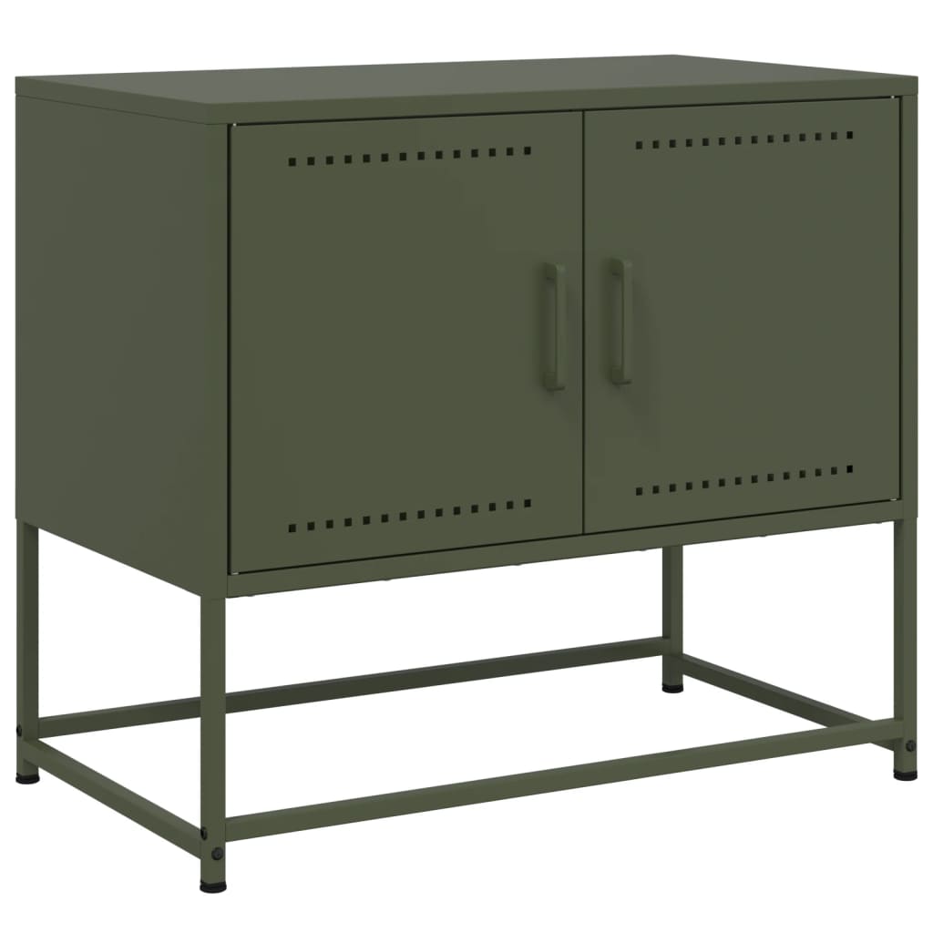 Meuble TV vert olive 68,5x39x60,5 cm acier