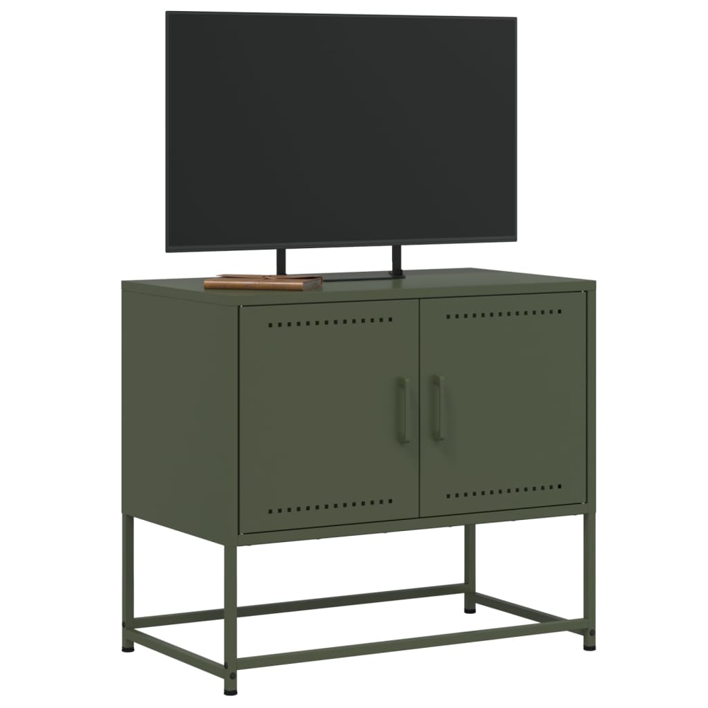 Meuble TV vert olive 68,5x39x60,5 cm acier