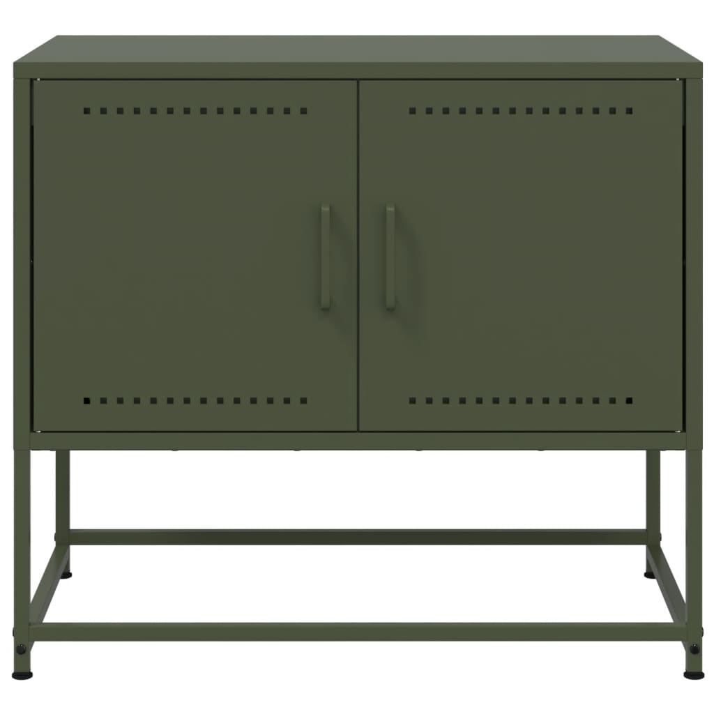 Meuble TV vert olive 68,5x39x60,5 cm acier