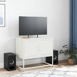 Meuble TV blanc 68,5x39x60,5 cm acier