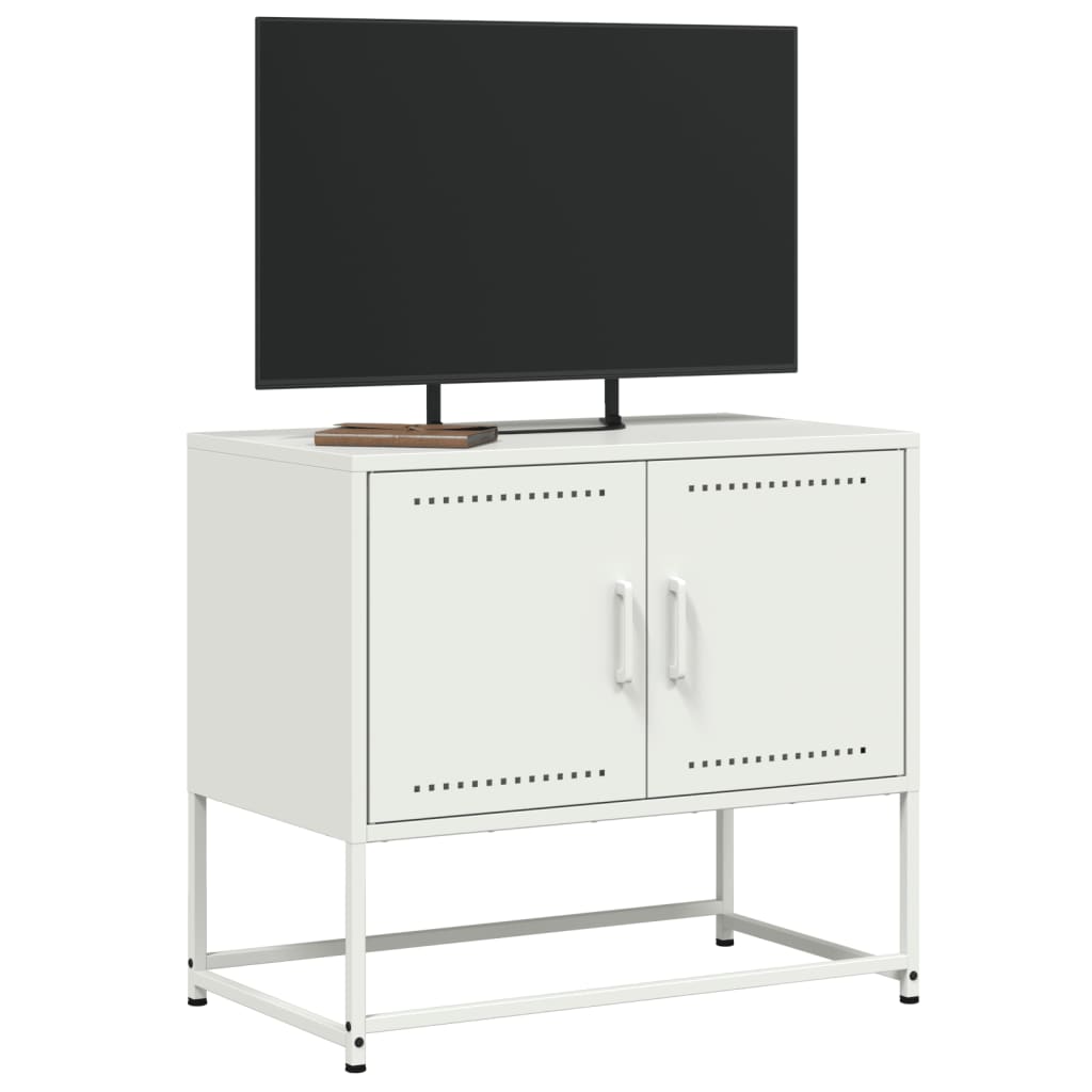 Meuble TV blanc 68,5x39x60,5 cm acier