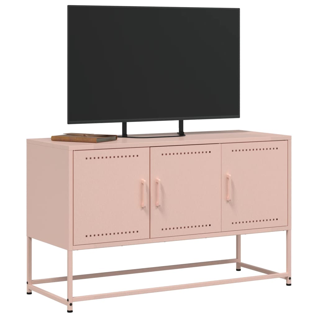 Meuble TV rose 100,5x39x60,5 cm acier