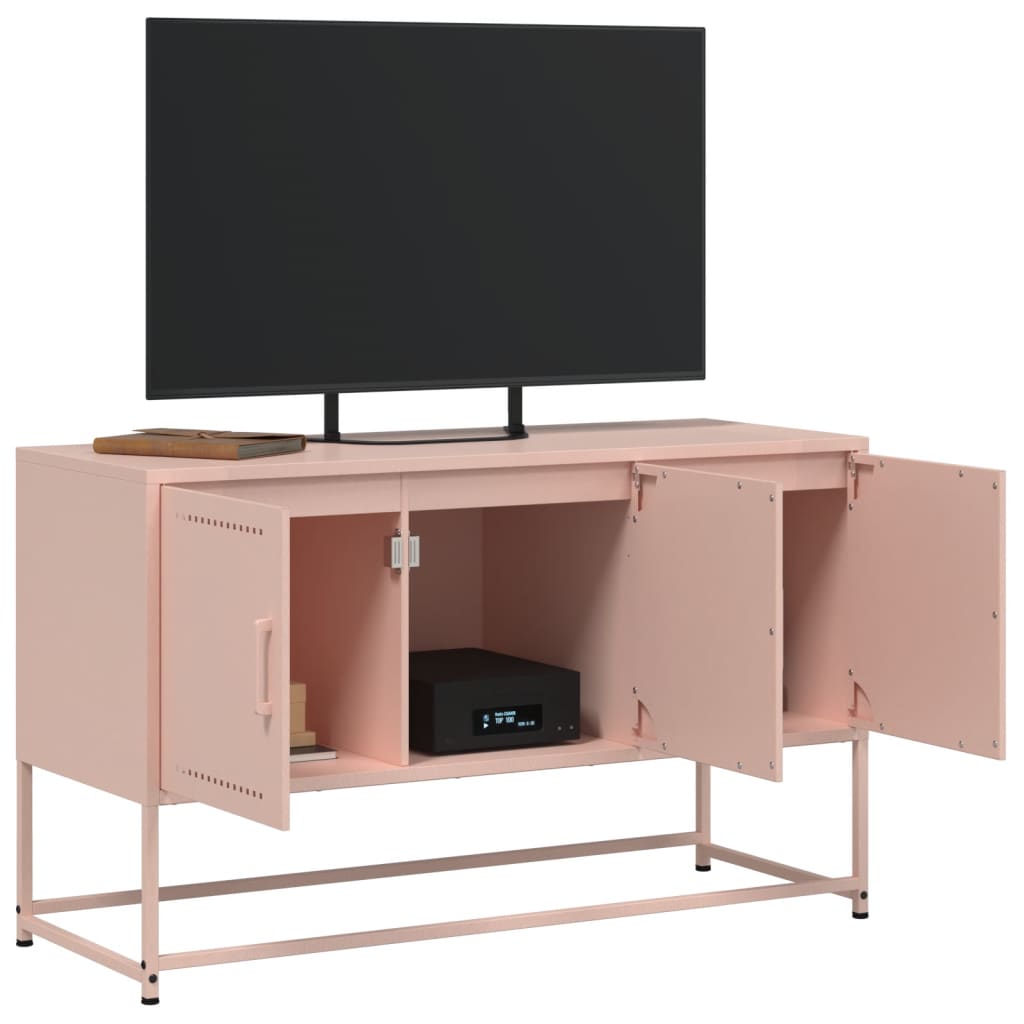 Meuble TV rose 100,5x39x60,5 cm acier