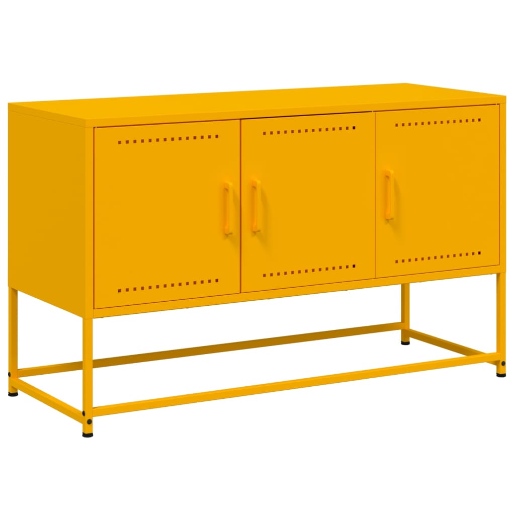 Meuble TV jaune moutarde 100,5x39x60,5 cm acier