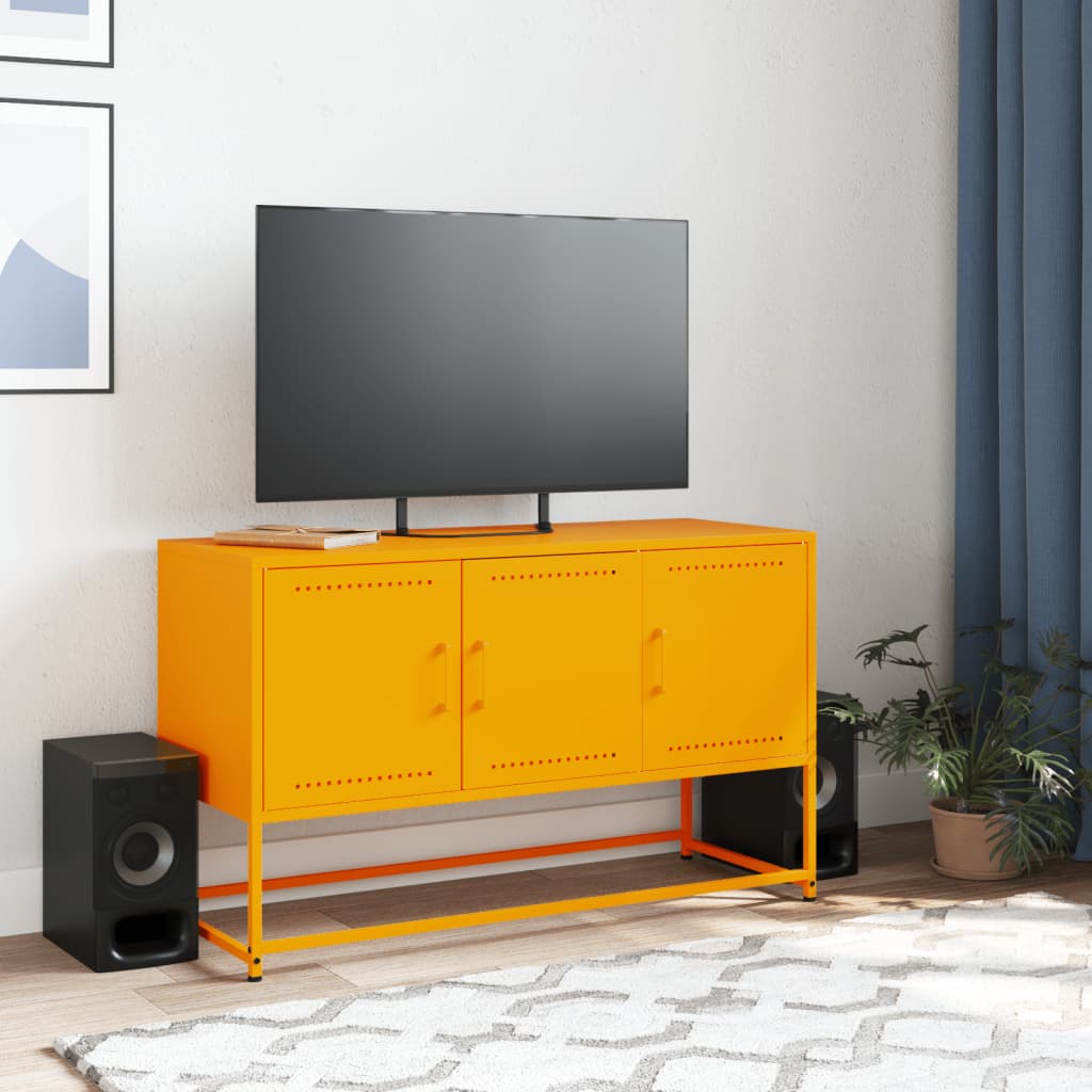 Meuble TV jaune moutarde 100,5x39x60,5 cm acier