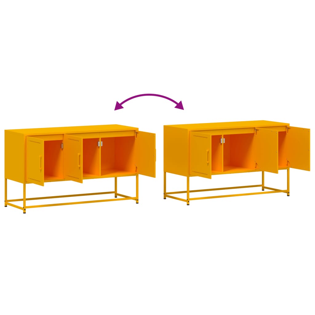 Mustard yellow TV cabinet 100.5x39x60.5 cm steel