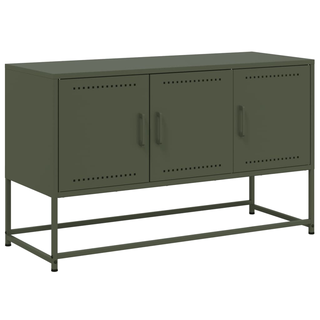 Meuble TV vert olive 100,5x39x60,5 cm acier