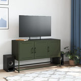 Meuble TV vert olive 100,5x39x60,5 cm acier