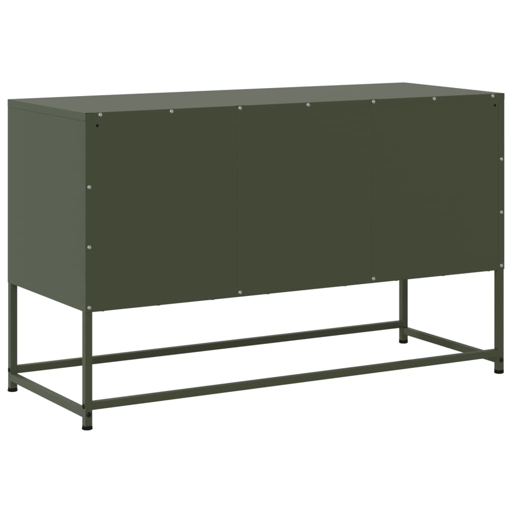 Meuble TV vert olive 100,5x39x60,5 cm acier