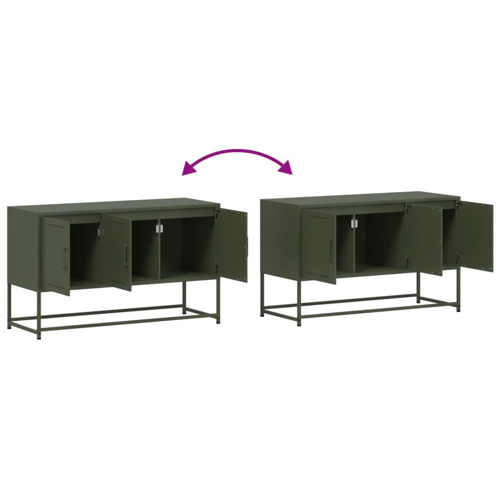 Meuble TV vert olive 100,5x39x60,5 cm acier