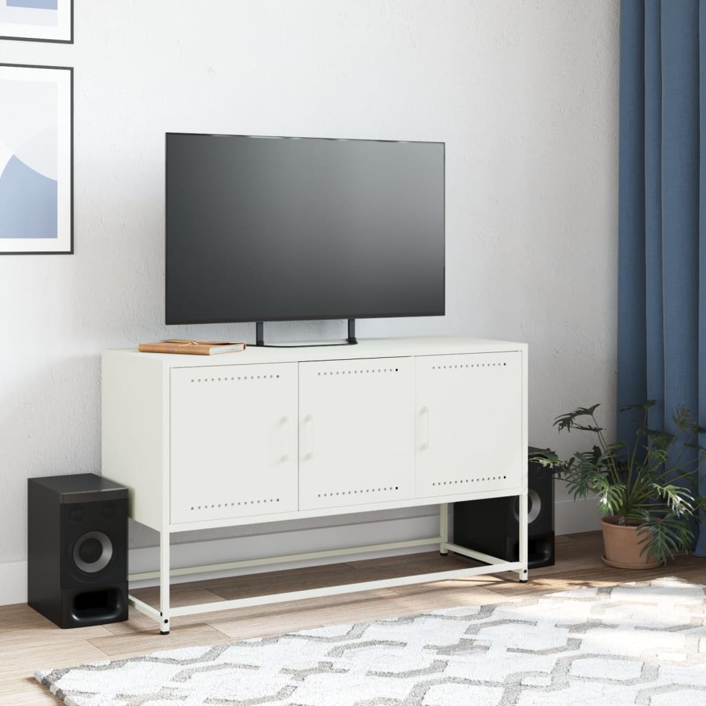 Meuble TV blanc 100,5x39x60,5 cm acier