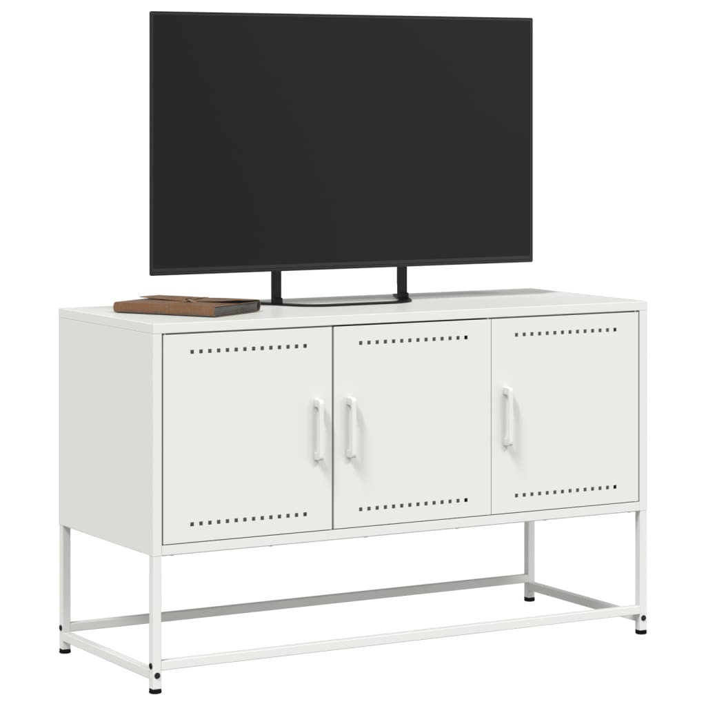 Meuble TV blanc 100,5x39x60,5 cm acier