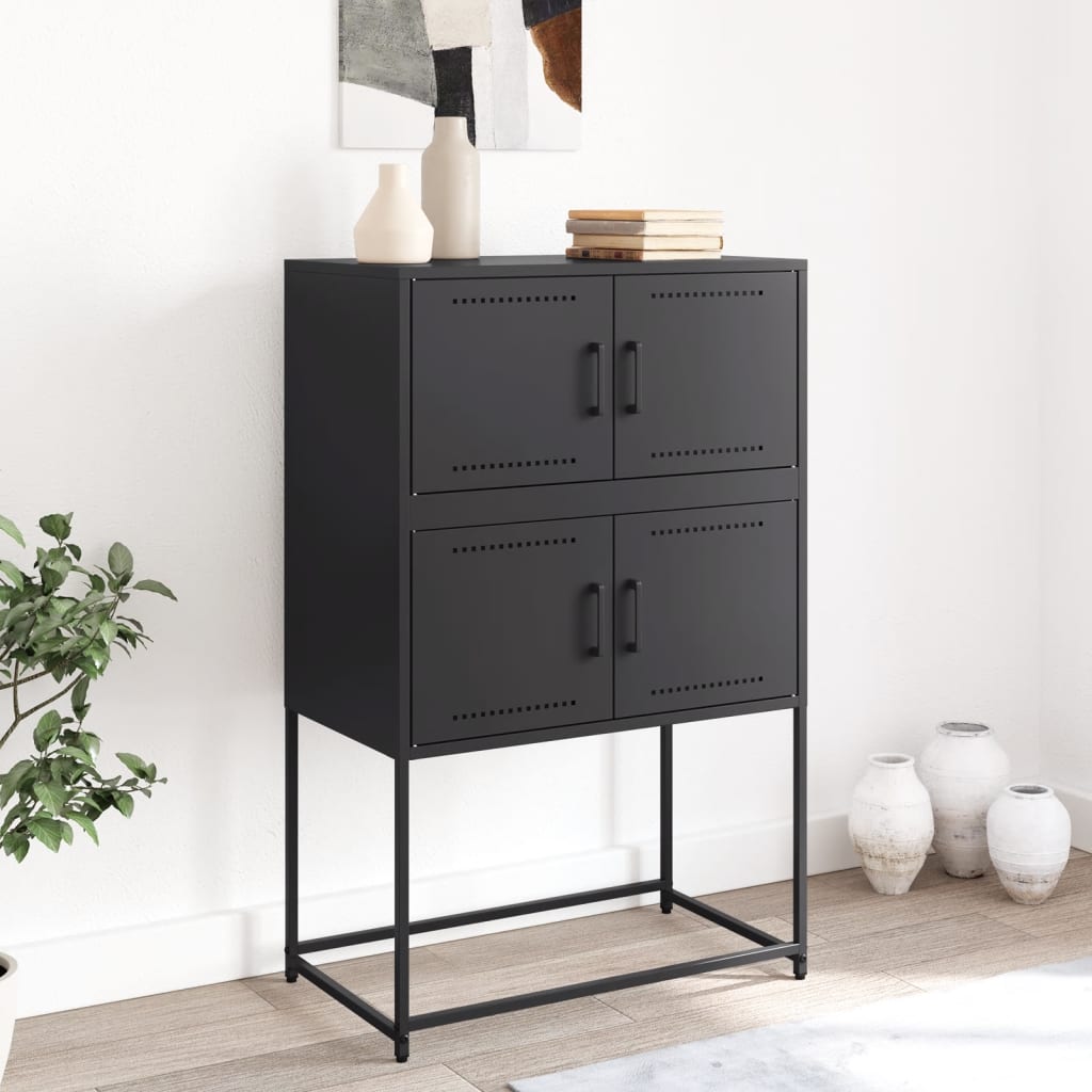 Buffet noir 68,5x38,5x107 cm acier