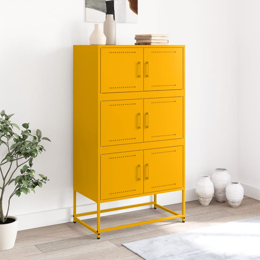 Buffet jaune moutarde 68,5x38,5x123,5 cm acier