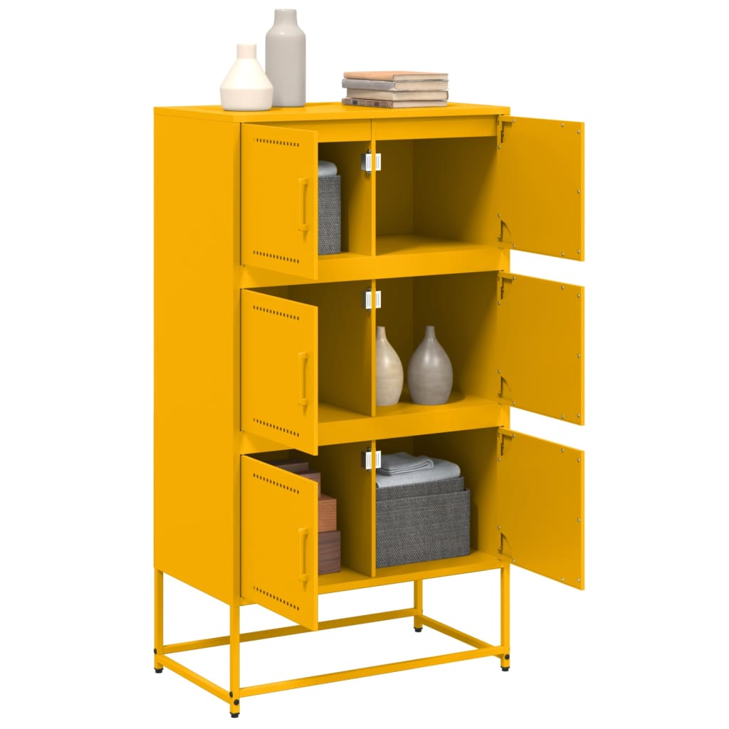 Buffet jaune moutarde 68,5x38,5x123,5 cm acier