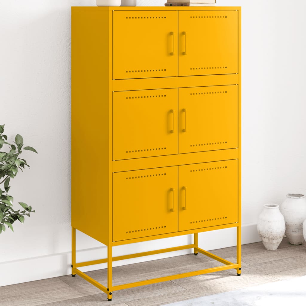 Buffet jaune moutarde 68,5x38,5x123,5 cm acier