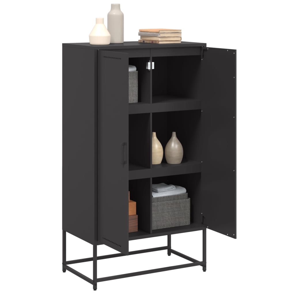 Black high sideboard 68.5x38.5x123.5 cm steel