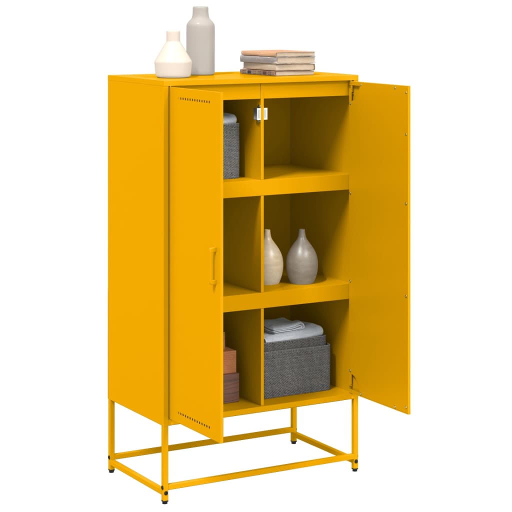 Mustard yellow high sideboard 68.5x38.5x123.5 cm steel