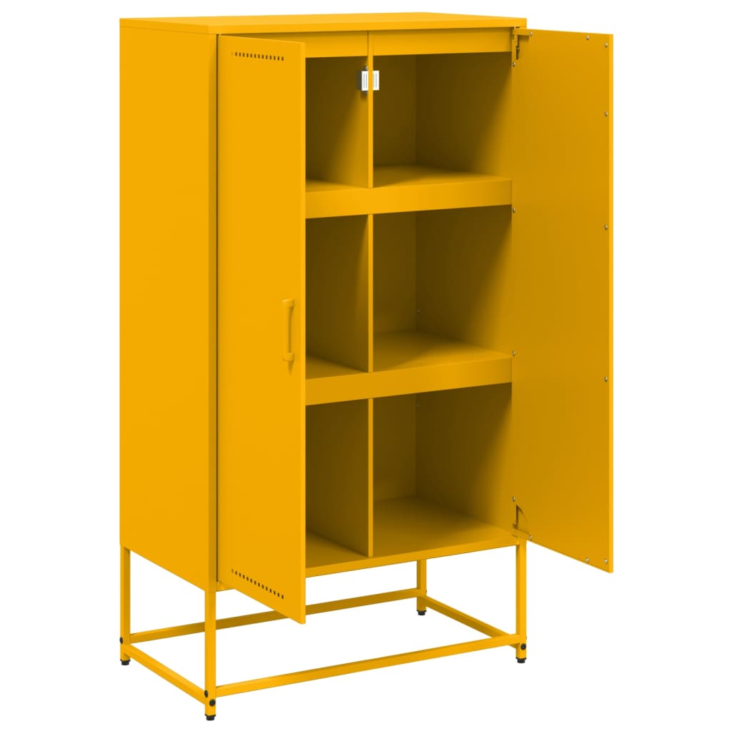 Mustard yellow high sideboard 68.5x38.5x123.5 cm steel