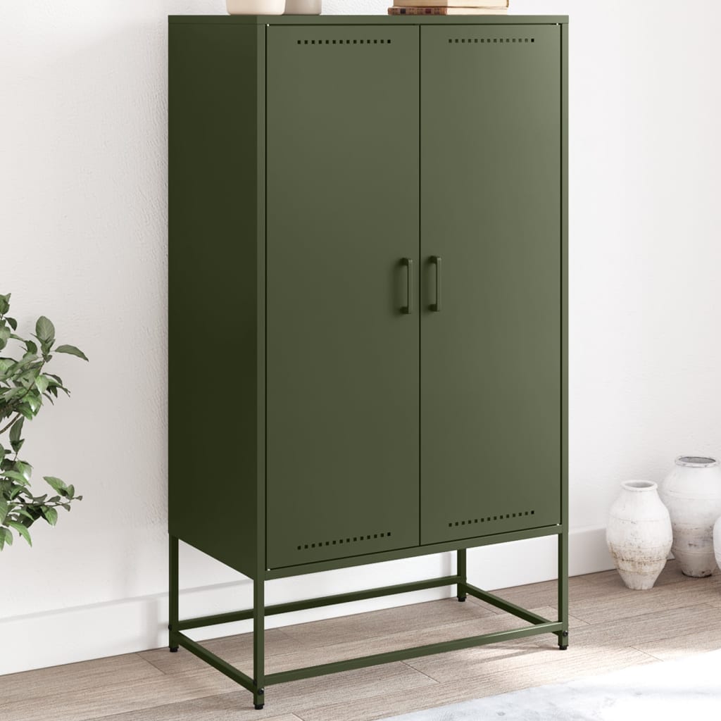 Buffet haut vert olive 68,5x38,5x123,5 cm acier