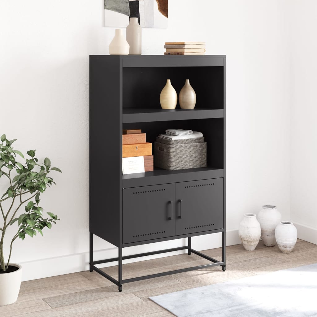 Black high sideboard 68.5x38.5x123.5 cm steel