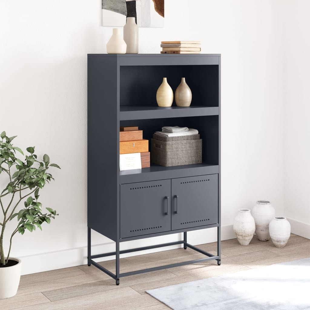 Buffet haut anthracite 68,5x38,5x123,5 cm acier