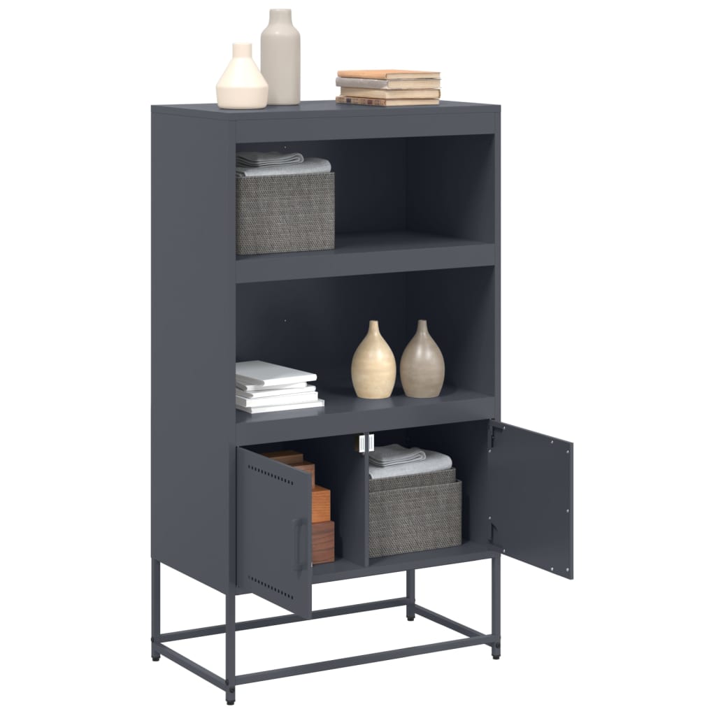 Buffet haut anthracite 68,5x38,5x123,5 cm acier