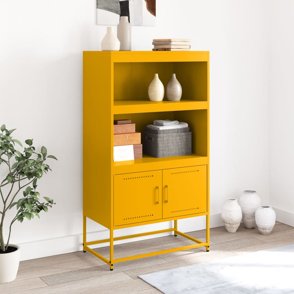 Buffet haut jaune moutarde 68,5x38,5x123,5 cm acier