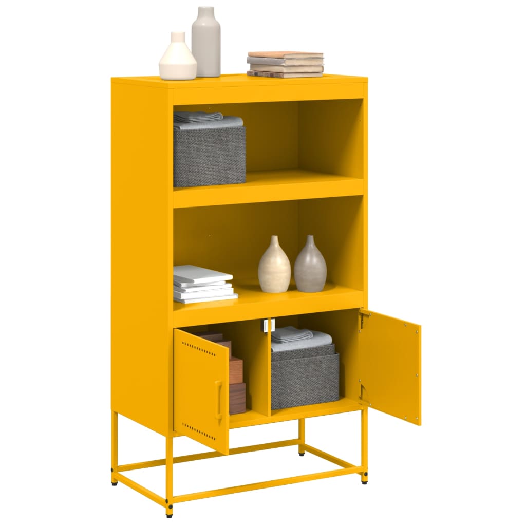 Buffet haut jaune moutarde 68,5x38,5x123,5 cm acier