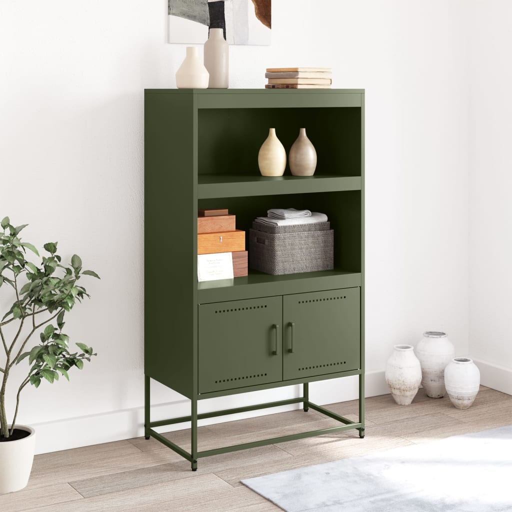 Buffet haut vert olive 68,5x38,5x123,5 cm acier