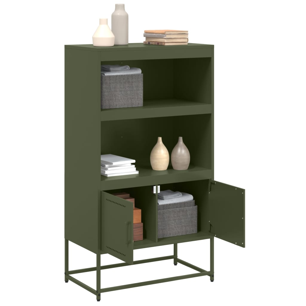 Buffet haut vert olive 68,5x38,5x123,5 cm acier