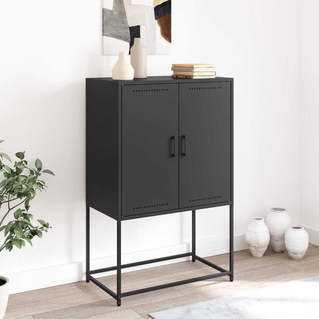 Buffet haut noir 68,5x38,5x107 cm acier