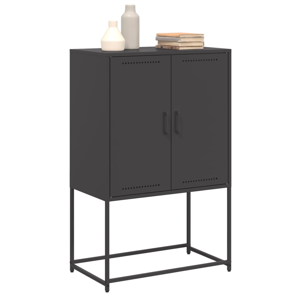 Buffet haut noir 68,5x38,5x107 cm acier