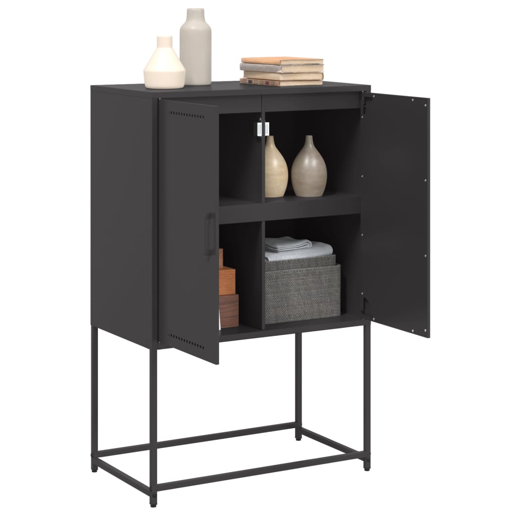 Buffet haut noir 68,5x38,5x107 cm acier