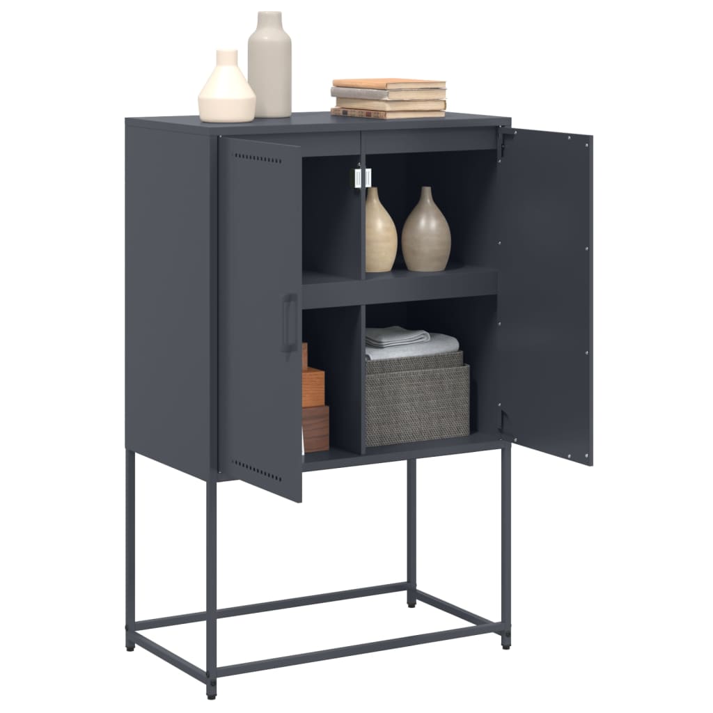 Buffet haut anthracite 68,5x38,5x107 cm acier