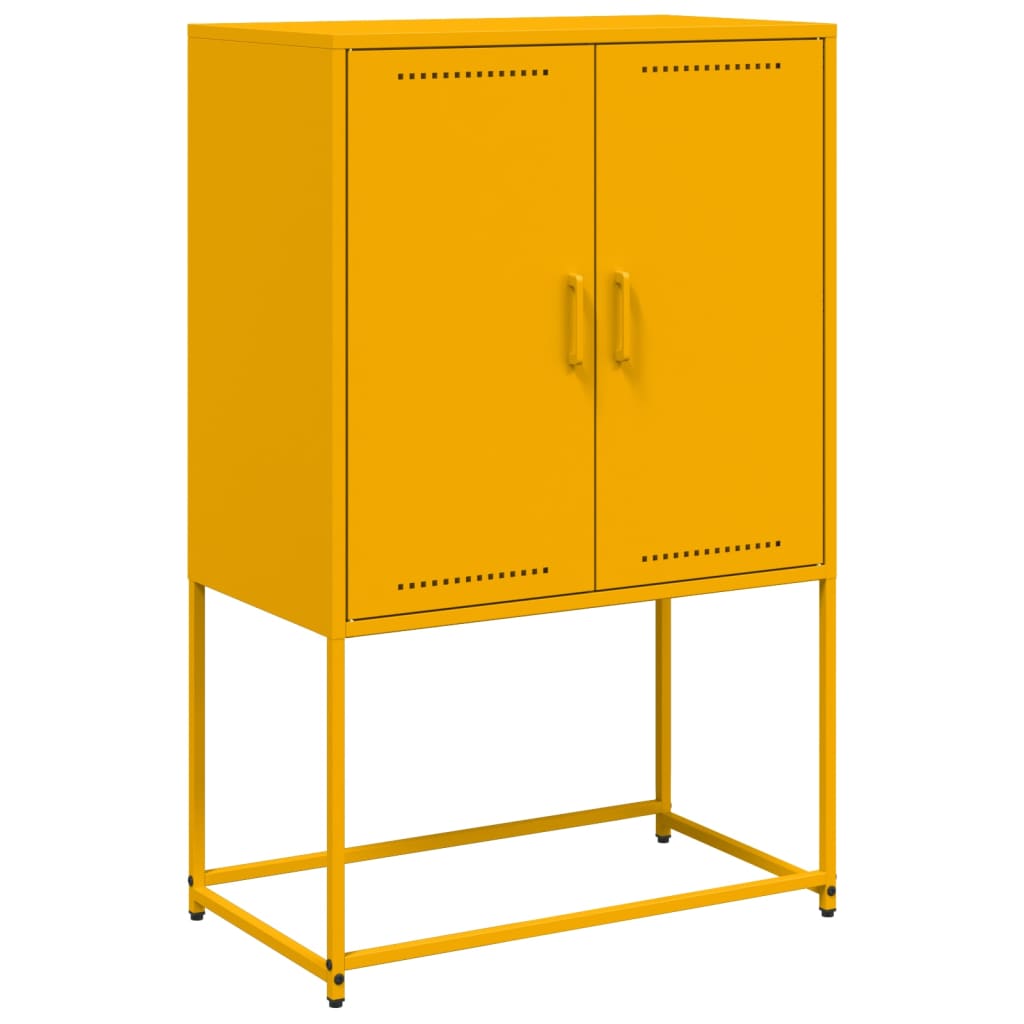 Mustard yellow high sideboard 68.5x38.5x107 cm steel