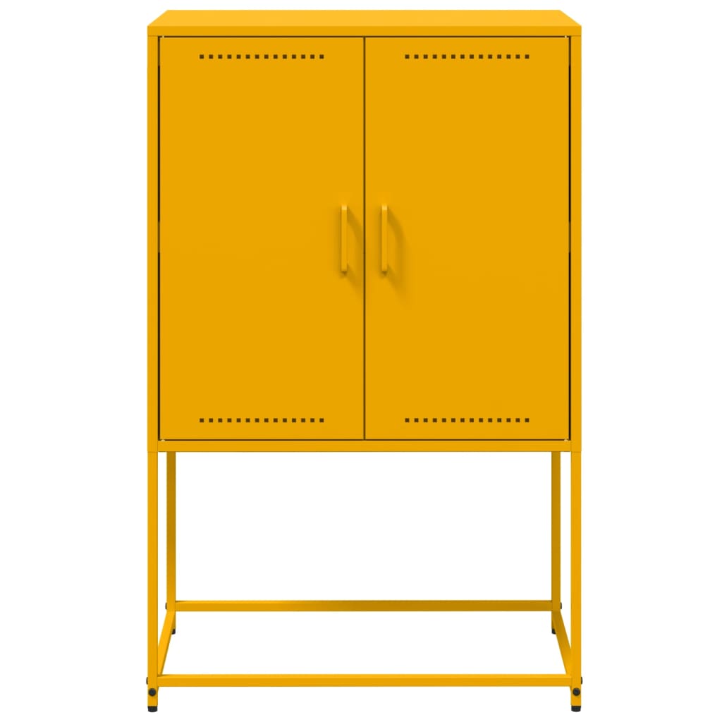 Mustard yellow high sideboard 68.5x38.5x107 cm steel