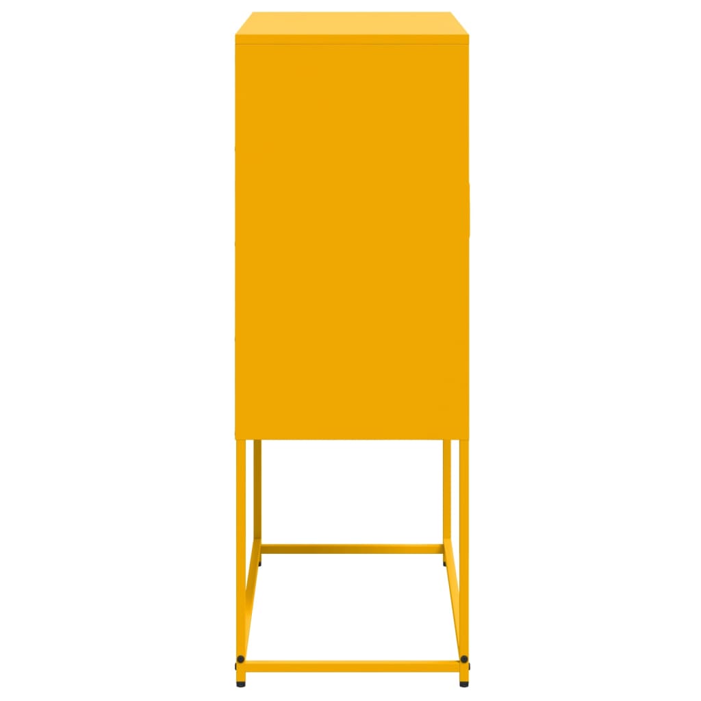 Mustard yellow high sideboard 68.5x38.5x107 cm steel