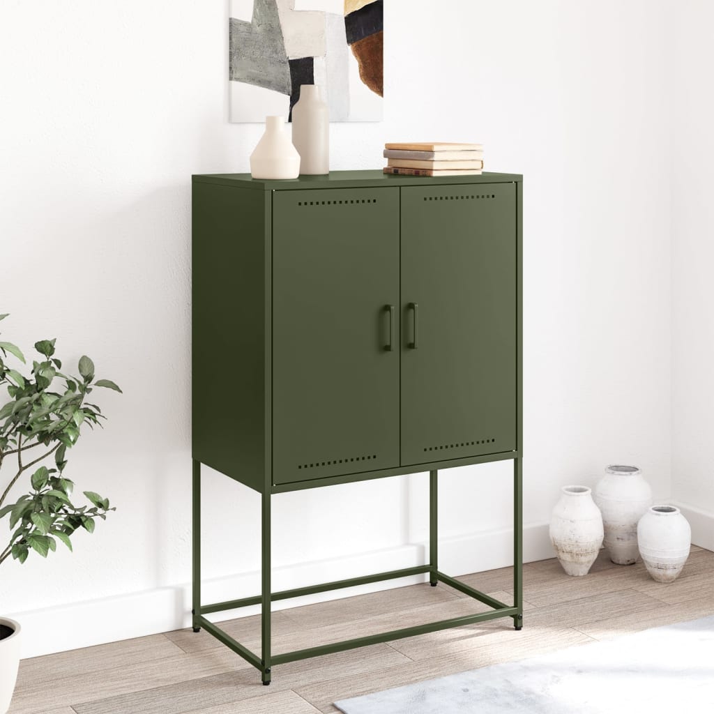 Buffet haut vert olive 68,5x38,5x107 cm acier